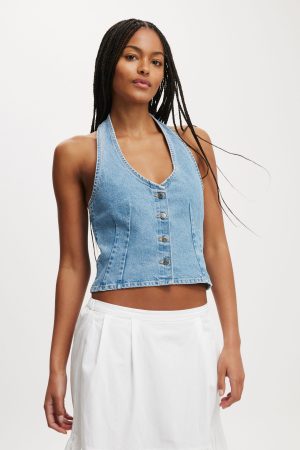 Harley Denim Halter Vest