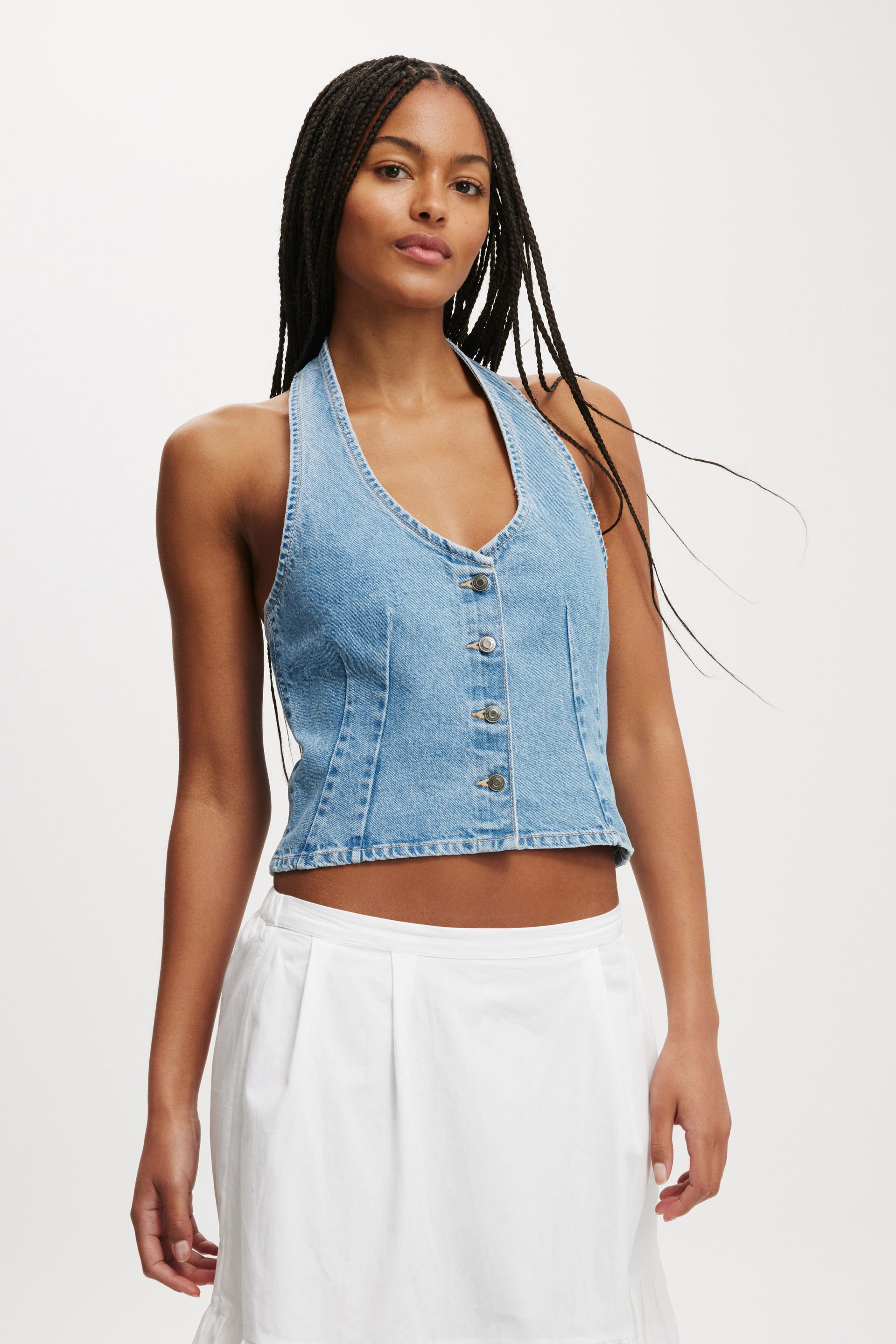 Harley Denim Halter Vest