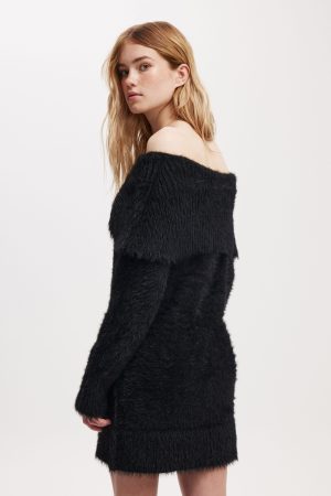 Faux Off Shoulder Sweater Dress