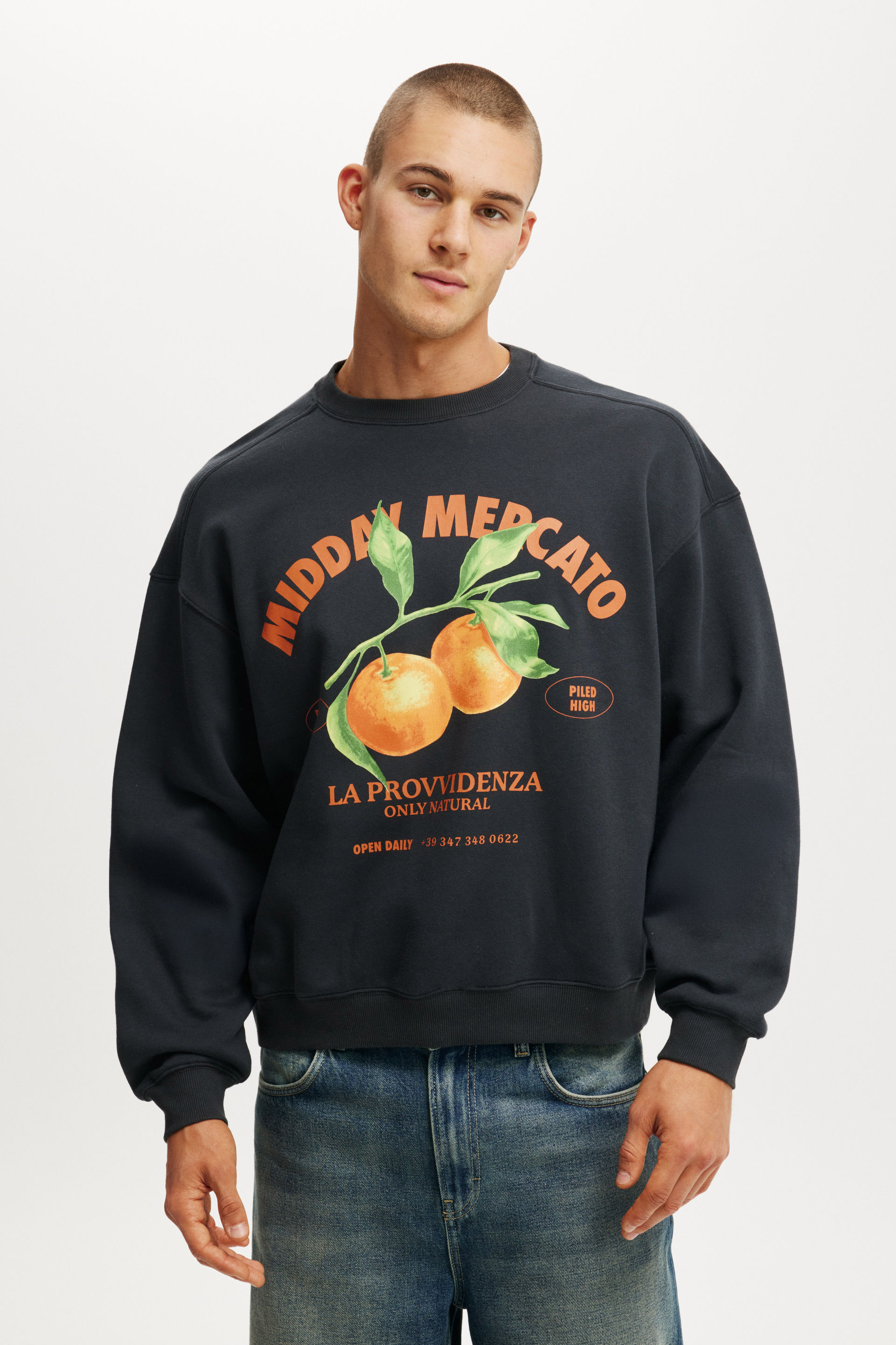 Box Fit Graphic Crew Sweater