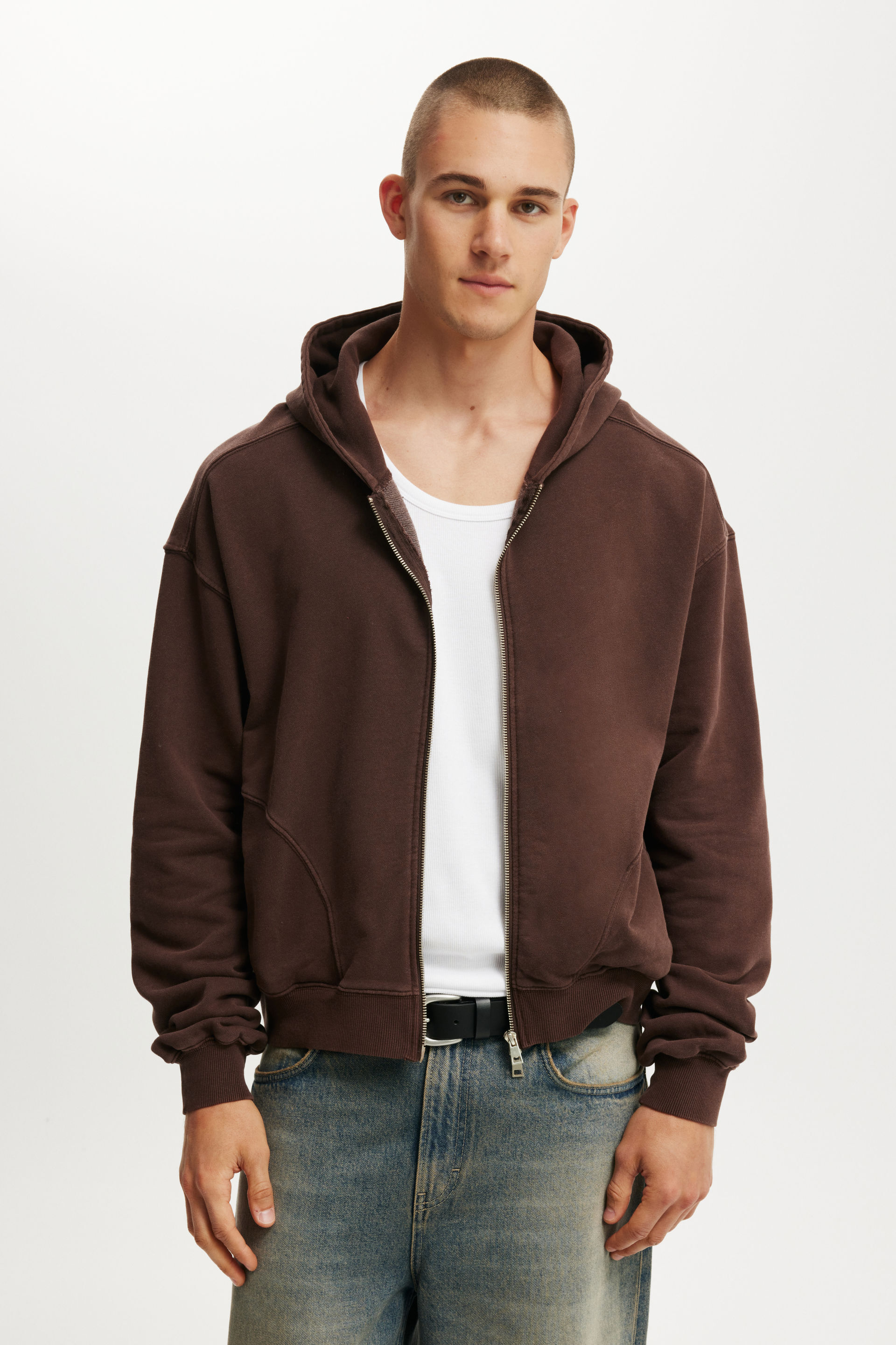 Cropped Zip Up Hoodie