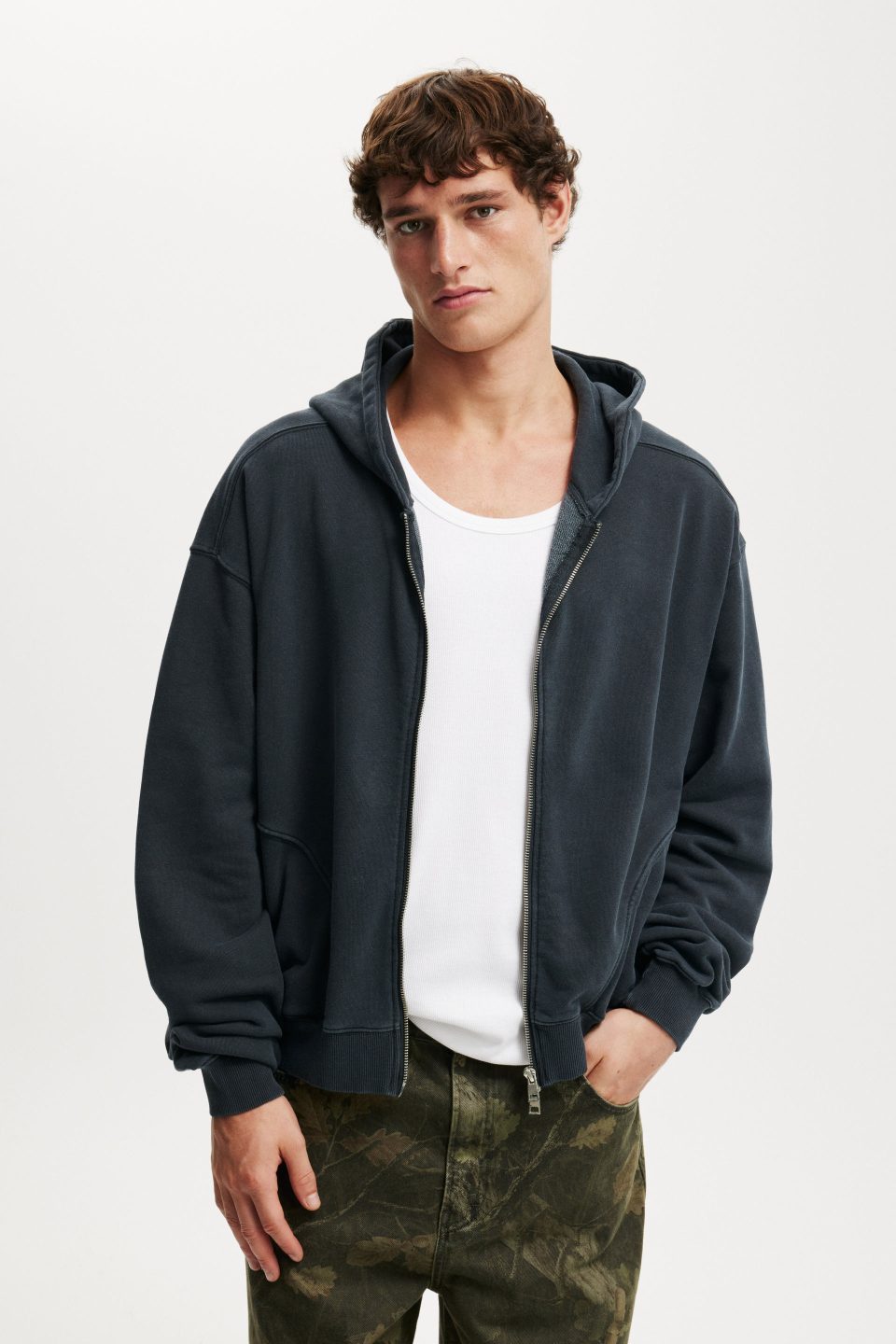 Cropped Zip Up Hoodie