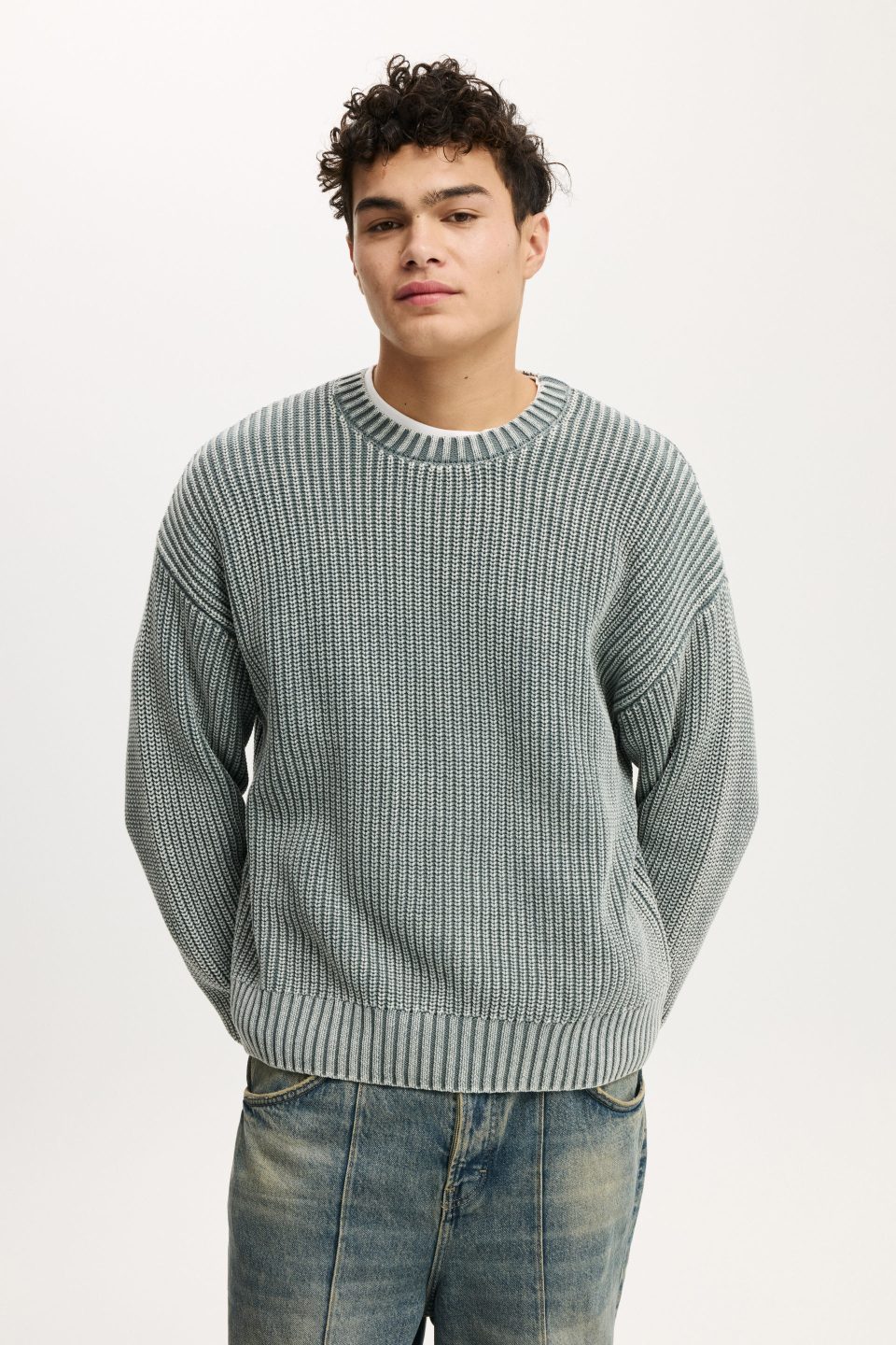 Washed Box Fit Crew Knit