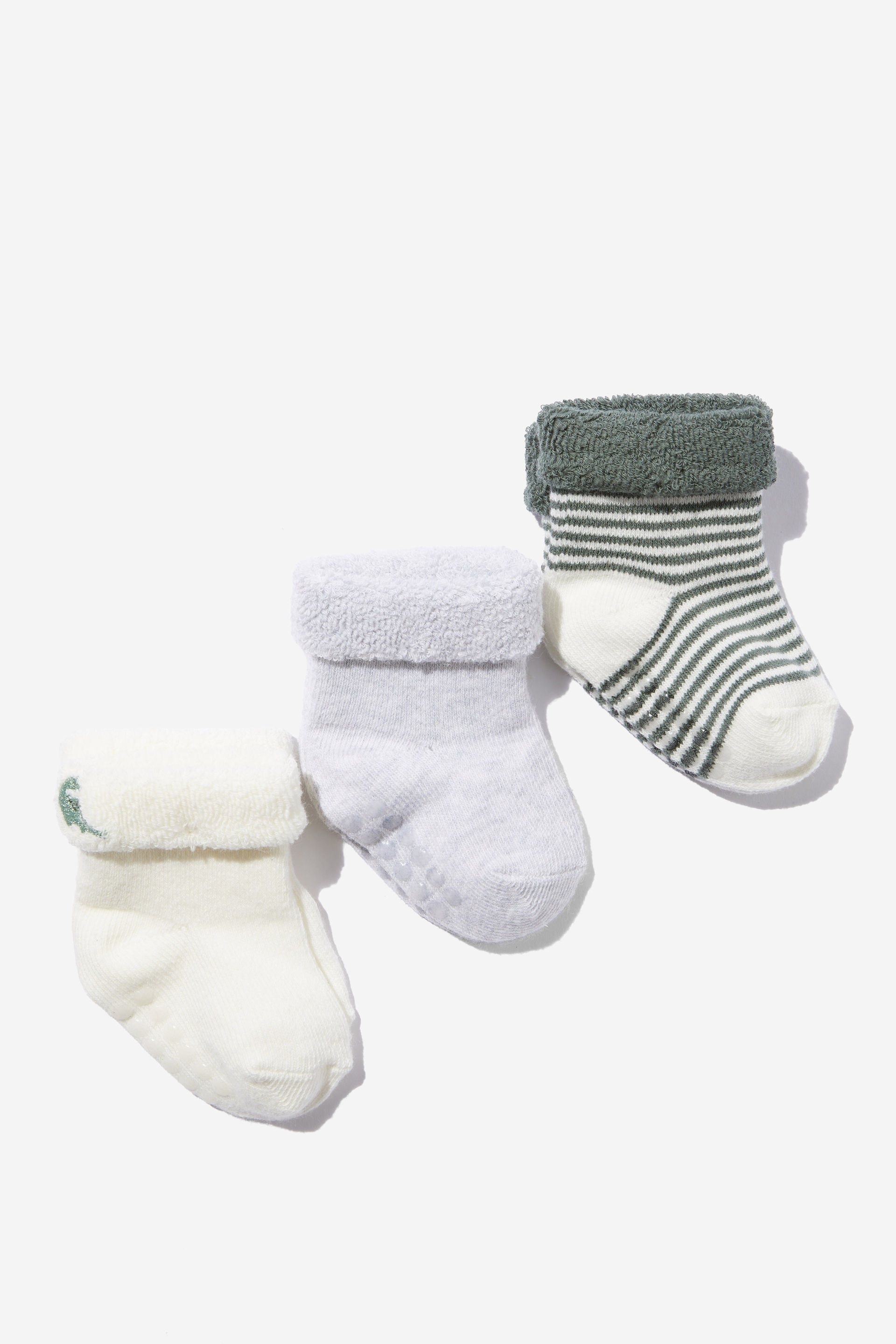 3Pk Terry Baby Socks