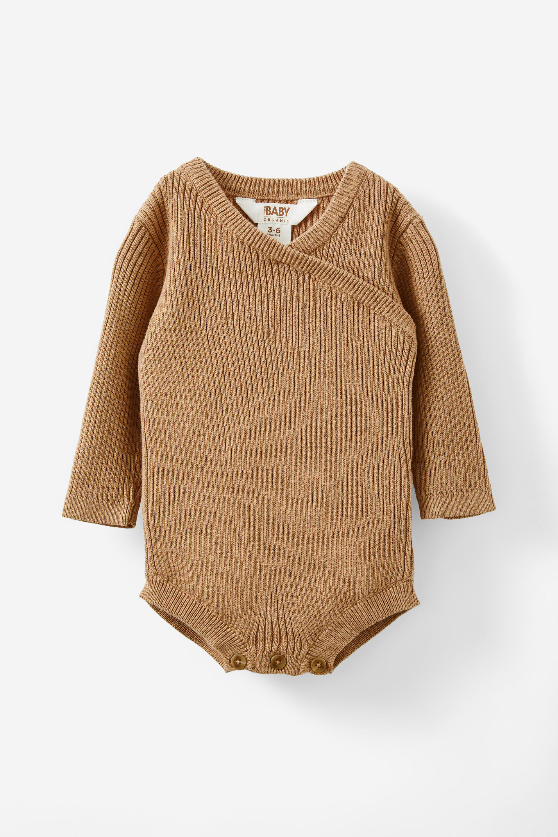 Organic Rib Knit Cross Over Tie Bubbysuit