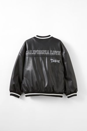 Tupac Faux Leather Bomber Jacket