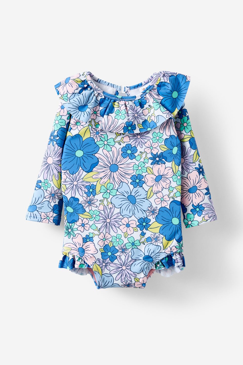 Bonnie Long Sleeve Ruffle One Piece (Keyhole Back)