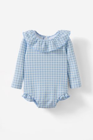 Bonnie Long Sleeve Ruffle One Piece (Keyhole Back)