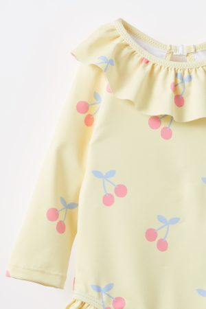 Bonnie Long Sleeve Ruffle One Piece (Keyhole Back)