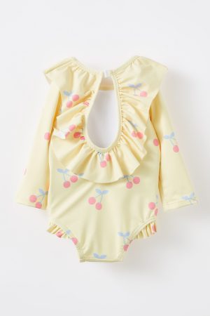 Bonnie Long Sleeve Ruffle One Piece (Keyhole Back)