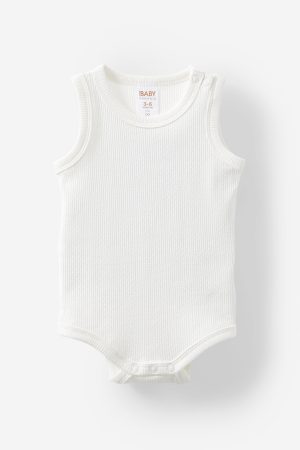 Organic Pointelle Sleeveless Bubbysuit