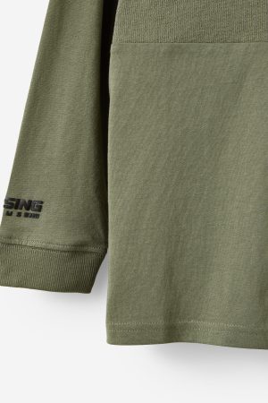 Long Sleeve Textured Splice Tee