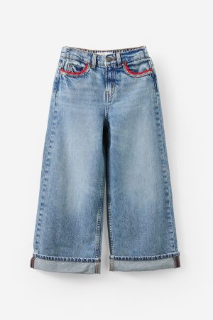 Embellished Super Wide Denim Jean