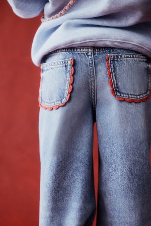 Embellished Super Wide Denim Jean