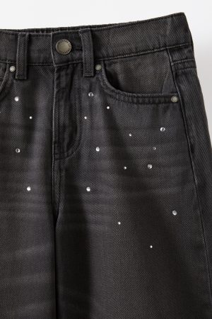 Embellished Super Wide Denim Jean
