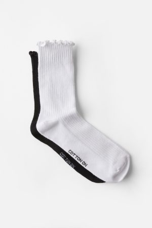 The Perfect Pair Frill Rib Crew Sock 2Pk