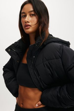 The Mother Puffer Removable Hood Jacket