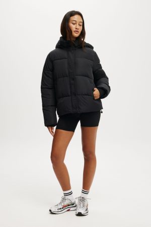 The Mother Puffer Removable Hood Jacket