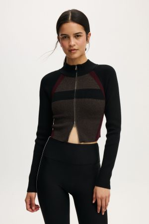 Active Spliced Knit Zip Through