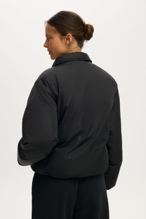 The Mother Puffer Faux Fur Collar Bomber